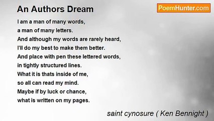 saint cynosure ( Ken Bennight ) - An Authors Dream