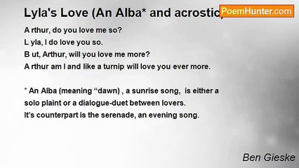 Ben Gieske - Lyla's Love (An Alba* and acrostic)