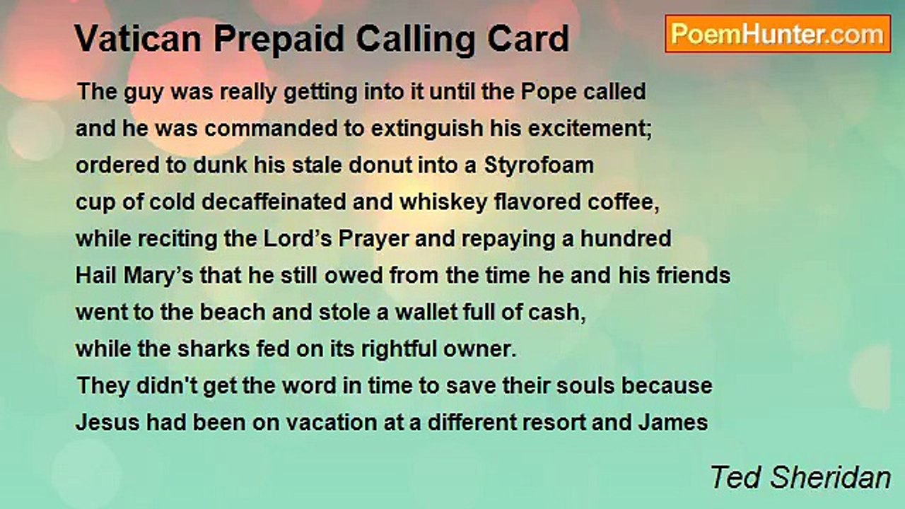 Ted Sheridan - Vatican Prepaid Calling Card