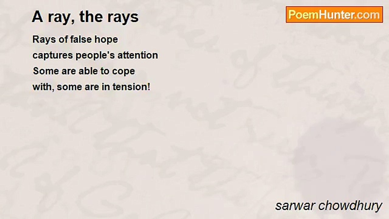 sarwar chowdhury - A ray, the rays