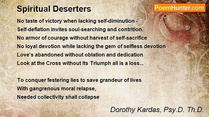 Dorothy Kardas, Psy.D. Th.D. - Spiritual Deserters