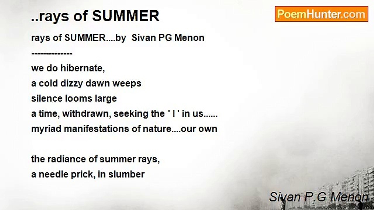 Sivan P.G Menon - ..rays of SUMMER