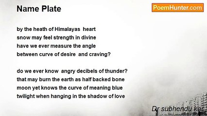 Dr subhendu kar - Name Plate