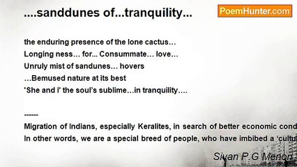 Sivan P.G Menon - ....sanddunes of...tranquility...