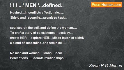 Sivan P.G Menon - ! ! ! ...' MEN '...defined..