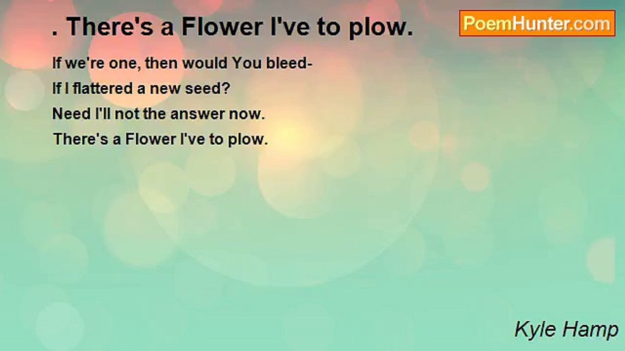 Kyle Hamp - . There's a Flower I've to plow.