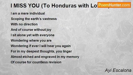 Ayi Escalona - I MISS YOU (To Honduras with Love V)