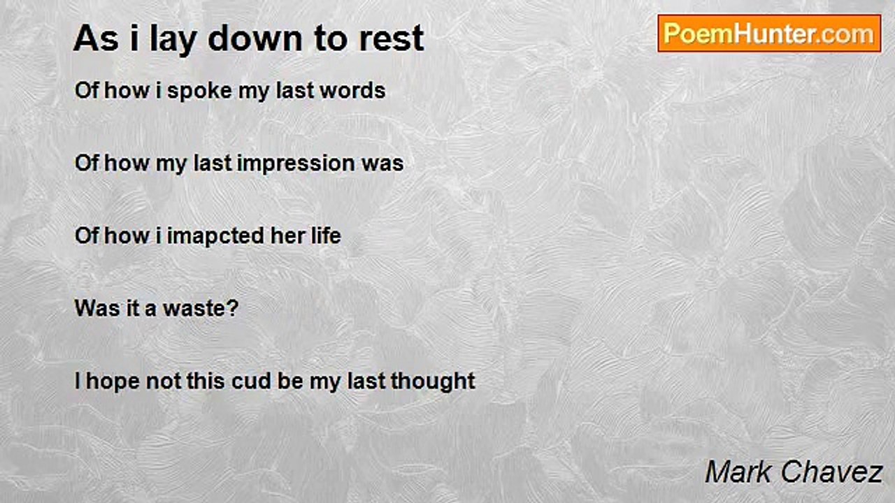 Mark Chavez - As i lay down to rest