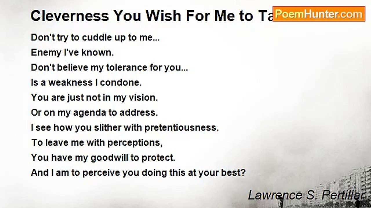 Lawrence S. Pertillar - Cleverness You Wish For Me to Taste