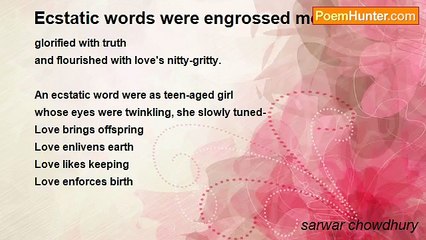 sarwar chowdhury - Ecstatic words were engrossed me