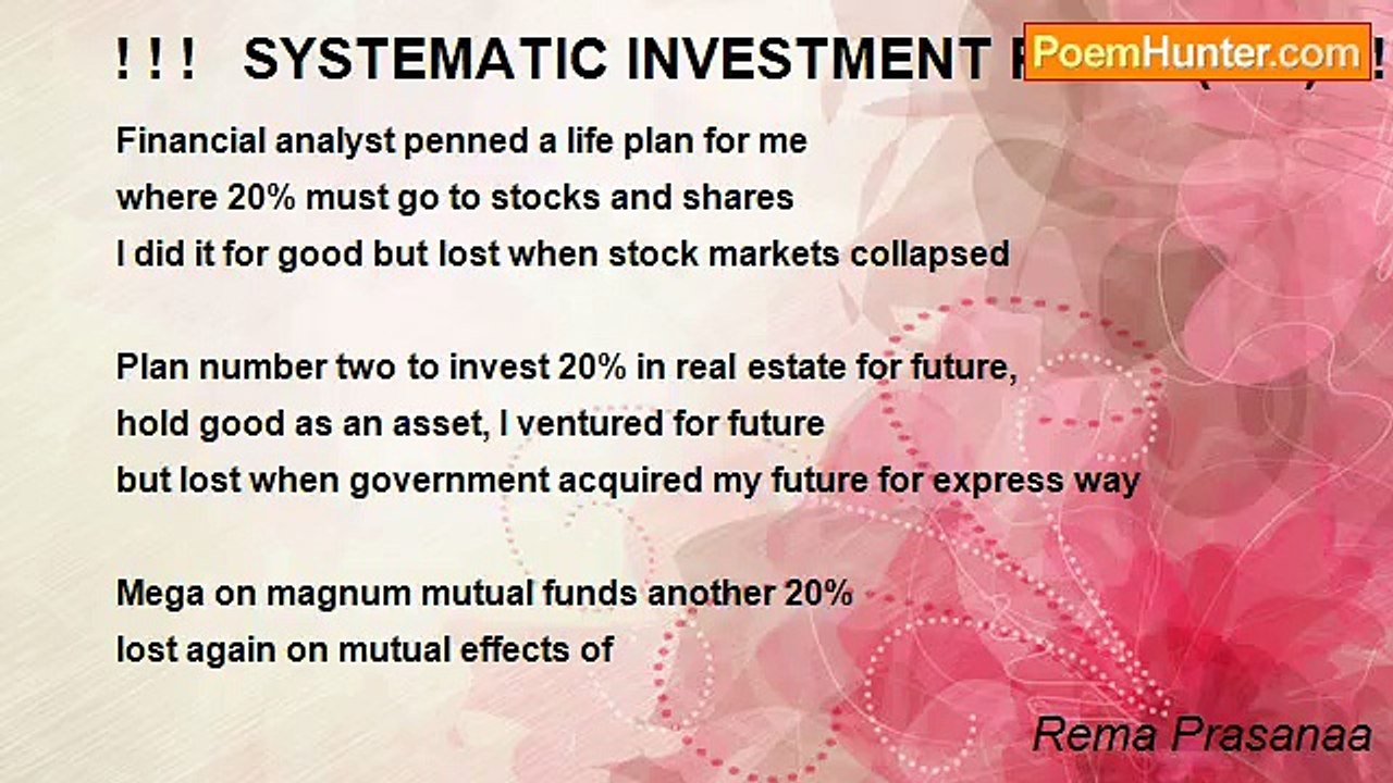 Rema Prasanaa - ! ! !   SYSTEMATIC INVESTMENT PLAN  (SIP) ! !