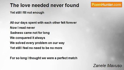 Zanele Mavuso - The love needed never found