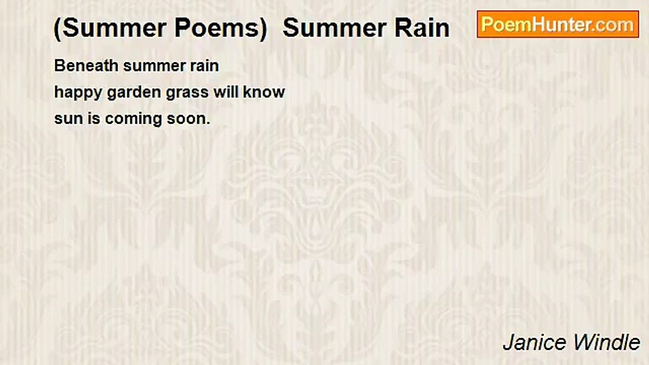 Janice Windle - (Summer Poems)  Summer Rain