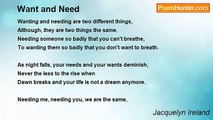 Jacquelyn Ireland - Want and Need