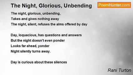 Rani Turton - The Night, Glorious, Unbending