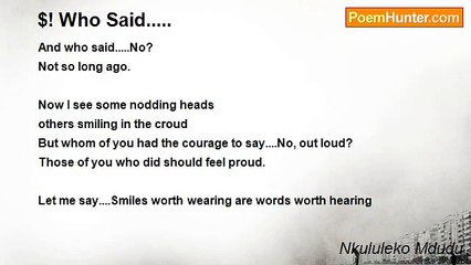 Nkululeko Mdudu - $! Who Said.....