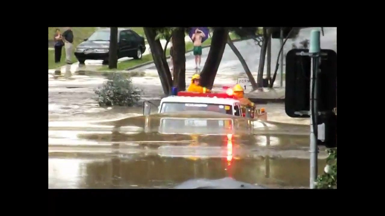 This Looks Crazy- Fire Truck Driving Through Flood!