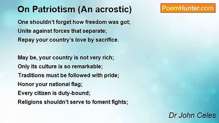 Dr John Celes - On Patriotism (An acrostic)
