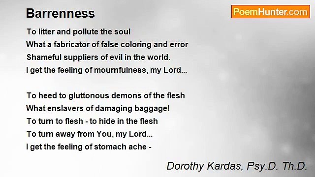 Dorothy Kardas, Psy.D. Th.D. - Barrenness