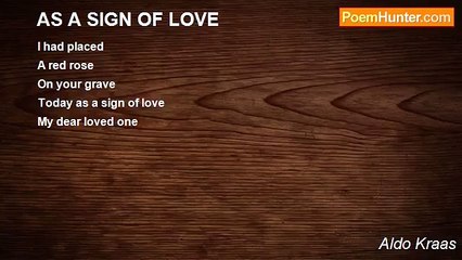 Aldo Kraas - AS A SIGN OF LOVE