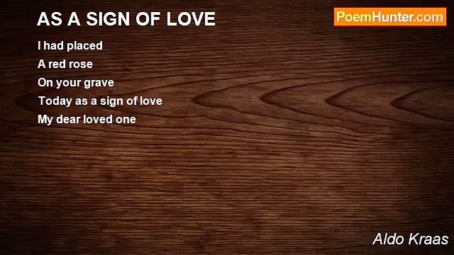 Aldo Kraas - AS A SIGN OF LOVE