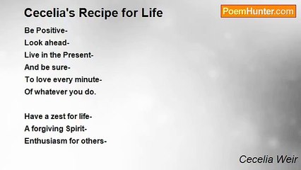 Cecelia Weir - Cecelia's Recipe for Life