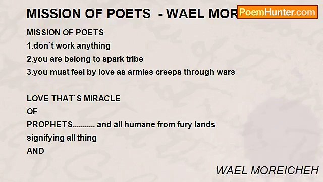 WAEL MOREICHEH - MISSION OF POETS - WAEL MOREICHEH
