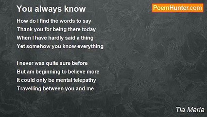 Tia Maria - You always know