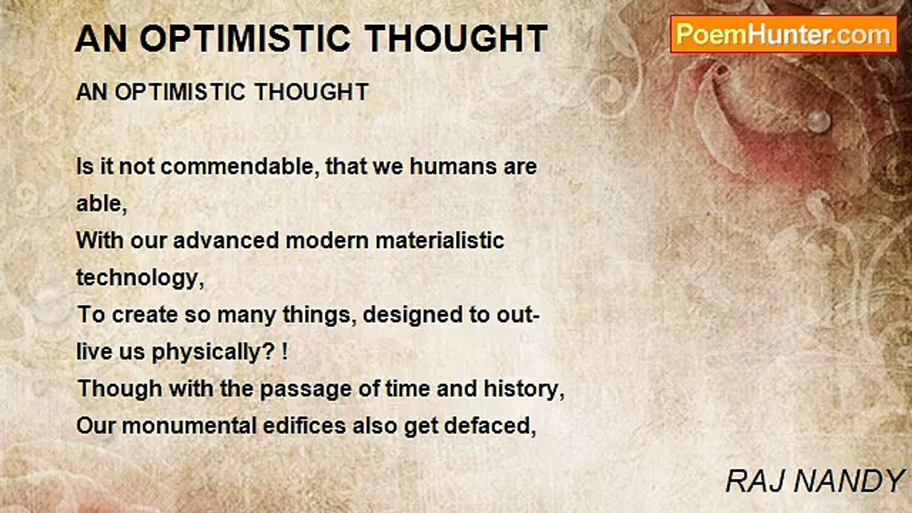 RAJ NANDY - AN OPTIMISTIC THOUGHT