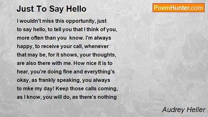 Audrey Heller - Just To Say Hello