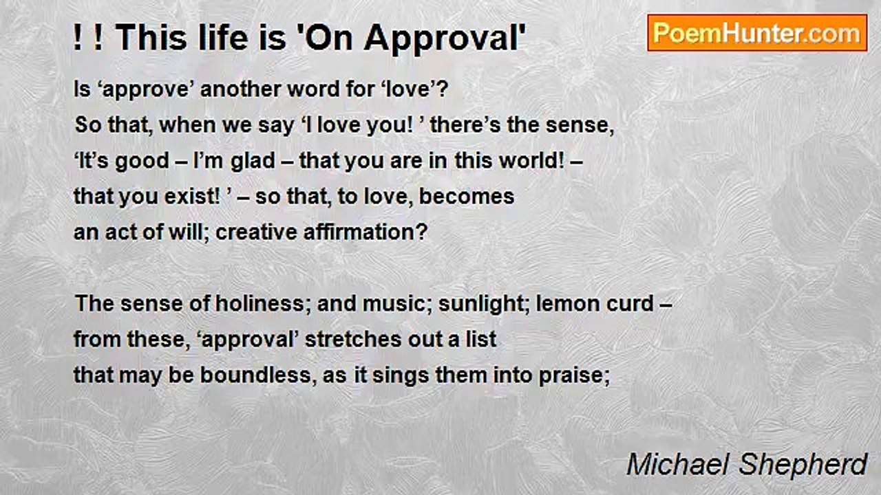 Michael Shepherd - ! ! This life is 'On Approval'