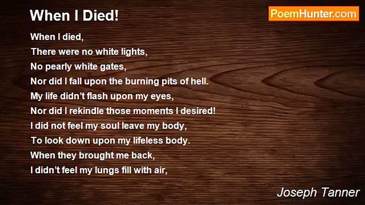 Joseph Tanner - When I Died!