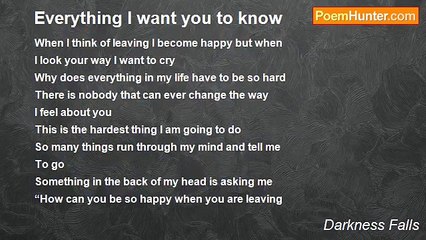Darkness Falls - Everything I want you to know