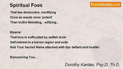 Dorothy Kardas, Psy.D. Th.D. - Spiritual Foes