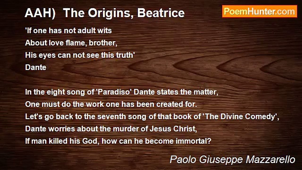 Paolo Giuseppe Mazzarello - AAH)  The Origins, Beatrice