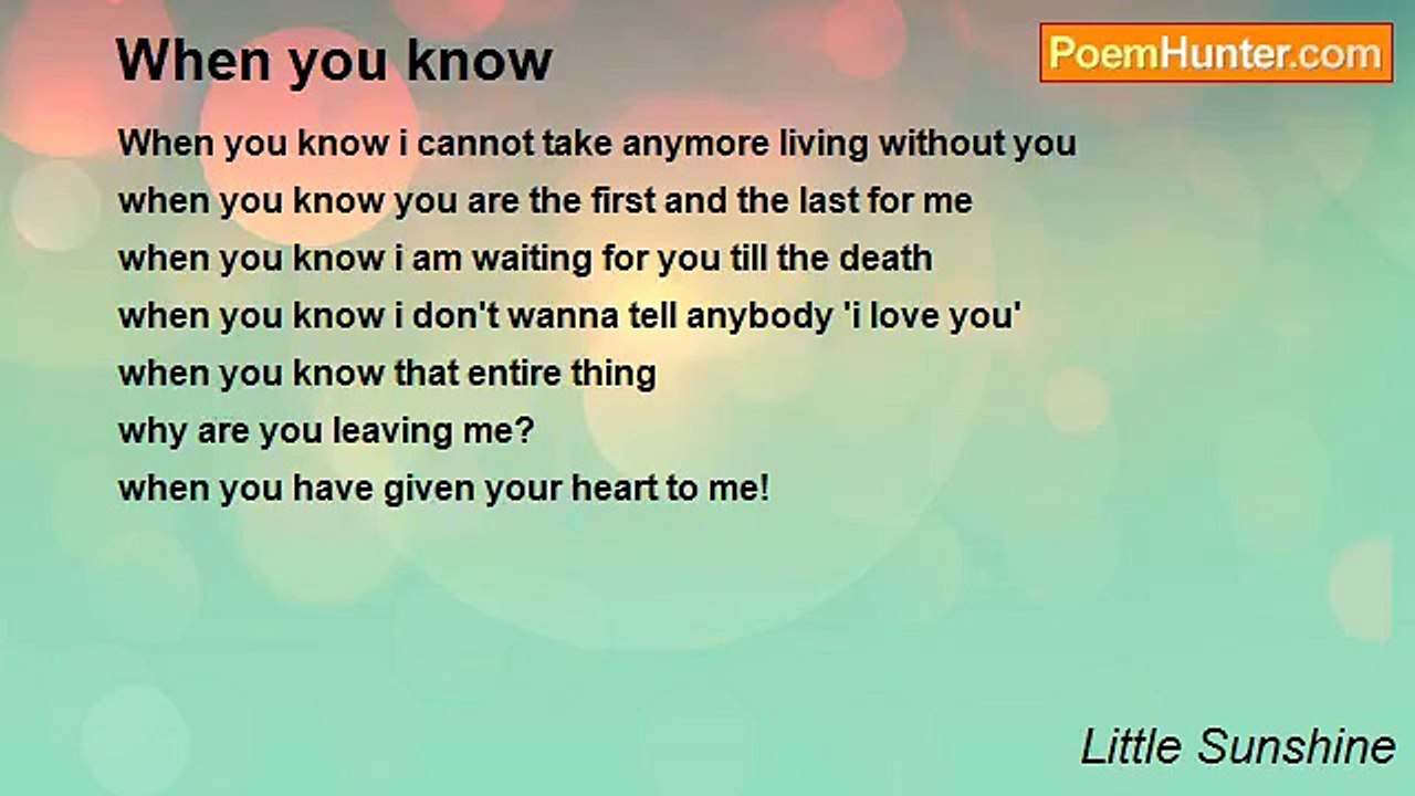 Little Sunshine - When you know