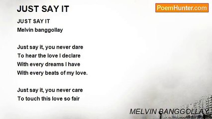 MELVIN BANGGOLLAY - JUST SAY IT