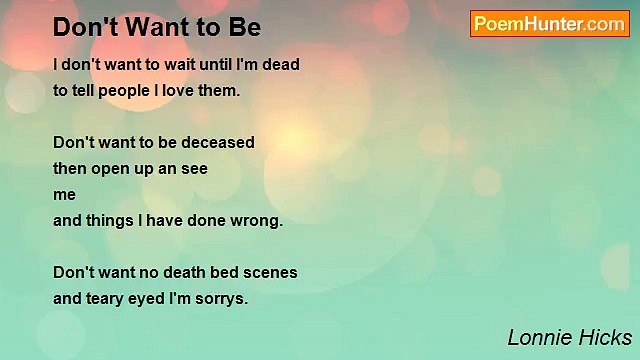 Lonnie Hicks - Don't Want to Be