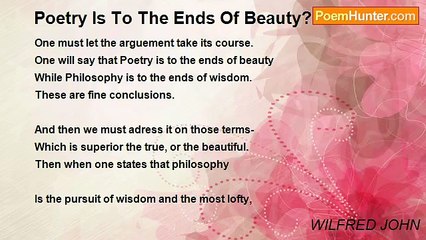 WILFRED JOHN - Poetry Is To The Ends Of Beauty?