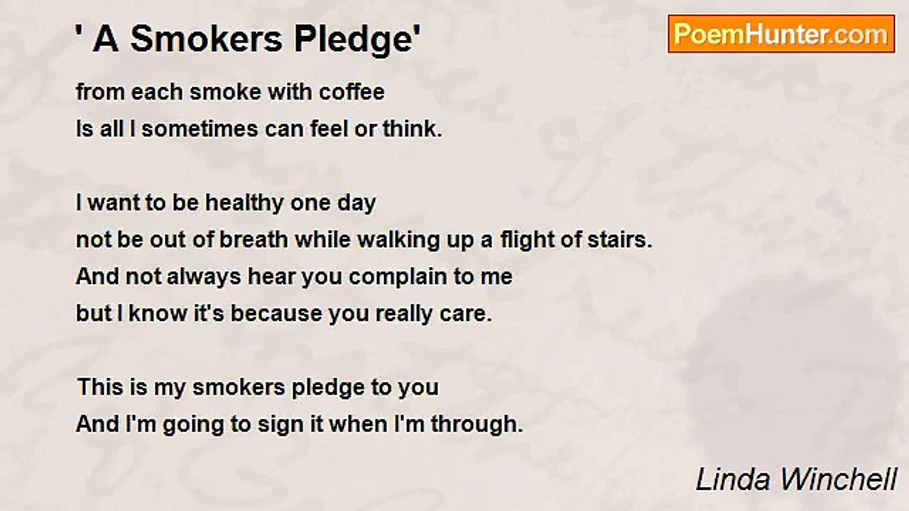 Linda Winchell - ' A Smokers Pledge'