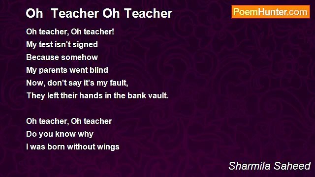 Sharmila Saheed - Oh Teacher Oh Teacher