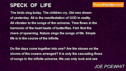JOE POEWHIT - SPECK  OF  LIFE