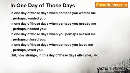 Adrian Thomas - In One Day of Those Days