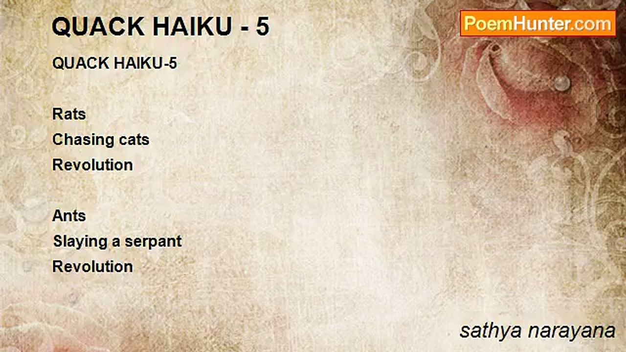sathya narayana - QUACK HAIKU - 5