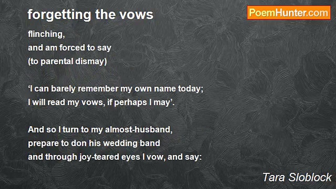 Tara Sloblock - forgetting the vows