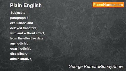 George BernardBloodyShaw - Plain English