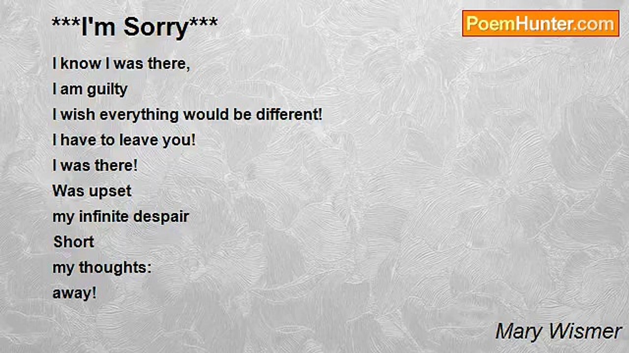 Mary Wismer - ***I'm Sorry***
