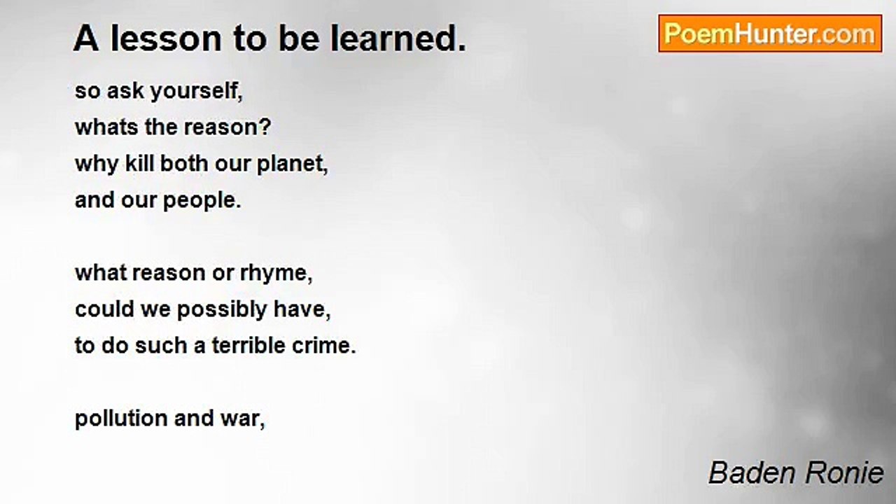 Baden Ronie - A lesson to be learned.