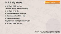 Rev. Harrietta McReynolds - In All My Ways