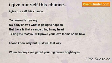 Little Sunshine - i give our self this chance...